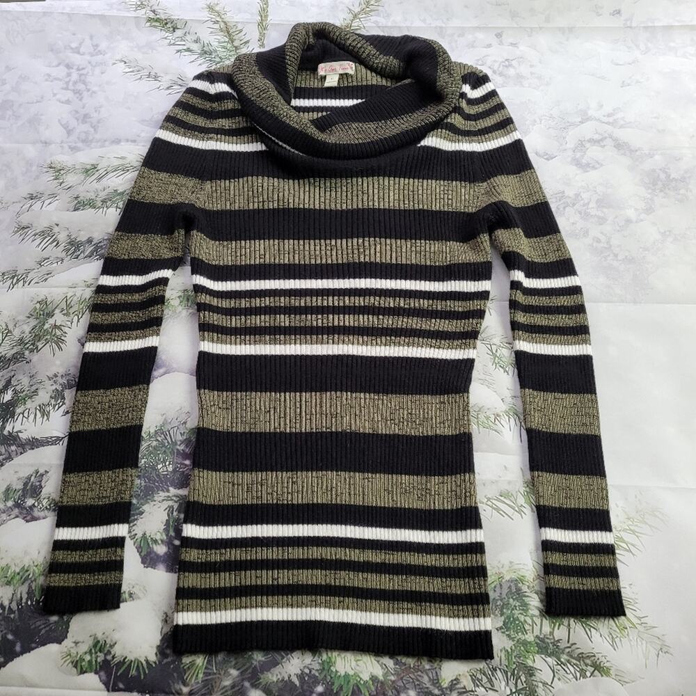 It's Our Time Ribbed Striped Cowl Neck Tunic Juniors XL